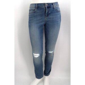 LOFT  MEDIUM WASH LIGHTLY DISTRESSED MODERN SKINNY JEANS PANTS SIZE: 2P NWT